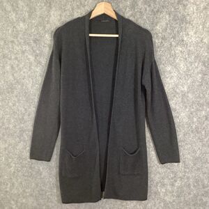 T Tahari Gray Open Front Pocket Cardigan Long Sleeve Cashmere Blend Size S